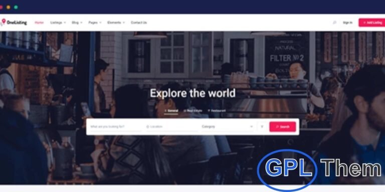 OneListing by Directorist – Minimal & Flexible WordPress Directory Theme OneListing is a clean, modern, and highly customizable WordPress directory theme designed to help you build any type of listing or directory website with ease.