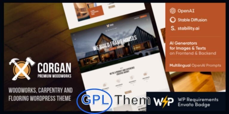 Corgan – Woodworks, Carpentry & Flooring WordPress Theme Corgan is a sleek, powerful, and professionally designed WordPress theme tailored for carpentry businesses, woodwork manufacturers, flooring experts, and handyman services.