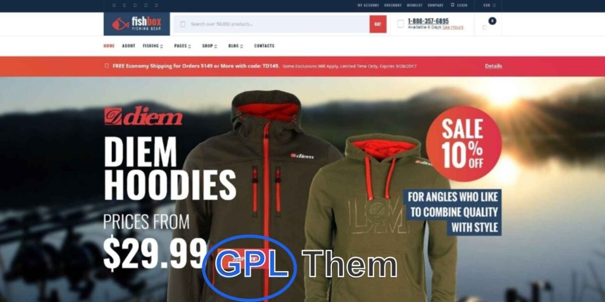 FishBox – WooCommerce WordPress Theme for Fishing & Outdoor Gear Stores FishBox is a powerful and modern WooCommerce WordPress theme designed specifically for fishing supply stores, outdoor gear shops, and marine equipment retailers. Whether you're selling fishing rods, bait, reels, or tackle boxes, FishBox provides a responsive, user-friendly design that looks great on all devices.