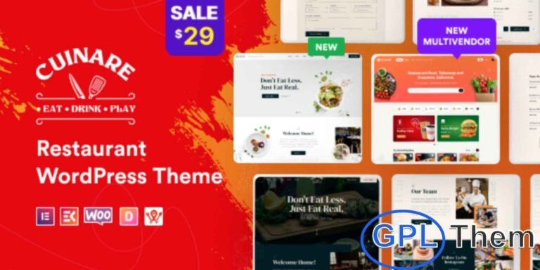 Cuinare – Multivendor Restaurant & Food Delivery WordPress Theme Cuinare is a stylish and feature-rich Restaurant WordPress Theme built for food businesses, cafes, chefs, and multivendor restaurant marketplaces. Whether you're managing a local diner, launching a food delivery platform, or showcasing a chef’s culinary brand, Cuinare provides the perfect foundation for a visually appealing and fully functional online presence.