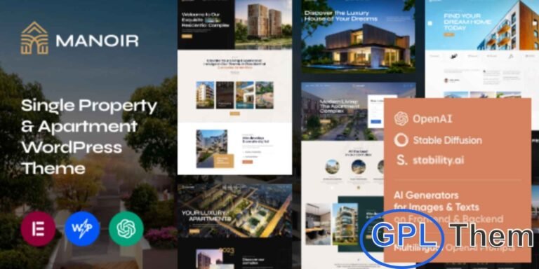 Manoir – Single Property & Real Estate WordPress Theme Manoir is a sleek and modern WordPress theme designed specifically for single property listings, luxury apartments, office spaces, and rental houses.