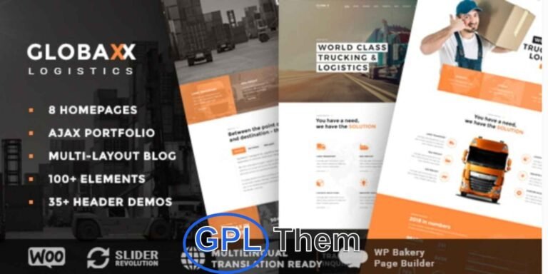 Globax – Logistics & Transportation WordPress Theme with WooCommerce Globax is a powerful and flexible WordPress theme designed specifically for logistics, transportation, shipping, and cargo businesses. With a modern, fully responsive layout and rich feature set, Globax makes it easy to build a professional logistics website without any coding skills.