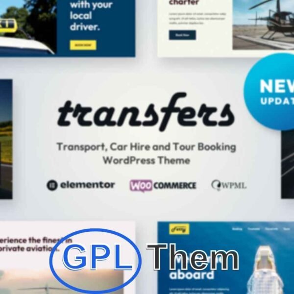 Transfers – Transport, Car Rental & Booking WordPress Theme Transfers is a feature-rich WordPress theme designed for transport services, car rental companies, and vehicle hire businesses. It comes with a robust booking system, flexible pricing structures, and full WooCommerce integration to streamline online reservations and payments.