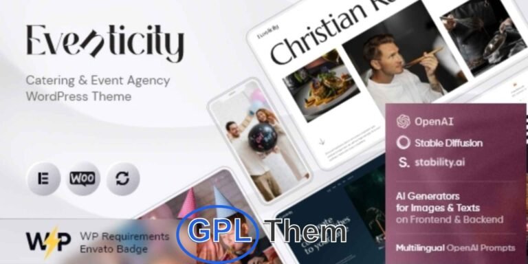 Eventicity – Event Planning & Catering WordPress Theme Eventicity is a stylish and elegant WordPress theme crafted for event planners, wedding coordinators, and professional catering businesses.
