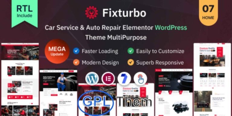 Fixturbo – Auto Repair & Car Service WordPress Theme Fixturbo is a premium WordPress theme built specifically for car repair shops, auto mechanics, garages, vehicle service centers, and automotive workshops.