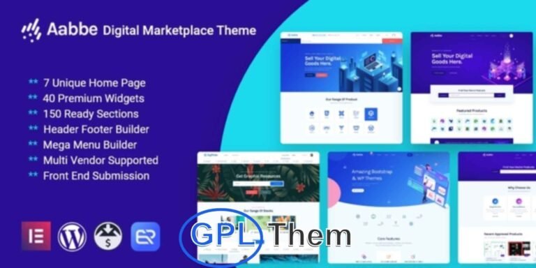 Aabbe – Digital Marketplace WordPress Theme for Selling Digital Products Aabbe is a powerful and modern WordPress theme designed for building your own digital marketplace. Perfectly integrated with Easy Digital Downloads (EDD), Aabbe allows you to sell all kinds of digital products—such as templates, themes, plugins, code snippets, music, videos, tutorials, ebooks, stock photos, digital services, and software.