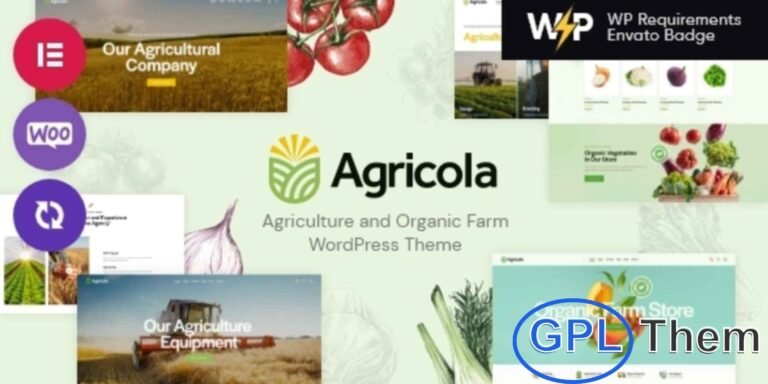 Agricola – Organic Farm & Agriculture WordPress Theme Agricola is a vibrant and beautifully crafted WordPress theme tailored for organic farms, agriculture businesses, and eco-friendly food websites. Perfect for promoting natural food products, this theme is ideal for farms, food blogs, organic shops, and agro-tourism ventures.