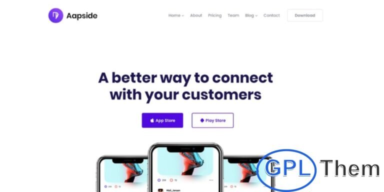 Aapside – App Landing Page WordPress Theme Aapside is a modern and highly responsive WordPress theme designed specifically for app landing pages and software product showcases. Ideal for startups, SaaS platforms, mobile apps, and tech companies, Aapside helps you present your app with clarity, style, and professionalism.