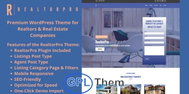 RealtorPro – Real Estate WordPress Theme for Realtors & Agencies RealtorPro is a premium WordPress theme crafted for real estate agents, property brokers, and real estate companies looking to create a strong and professional online presence.