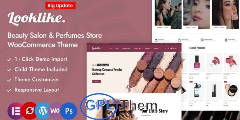 Looklike – Beauty & Cosmetics Store WooCommerce Theme Looklike is a stylish and responsive WooCommerce theme designed specifically for beauty, skincare, and cosmetics stores.