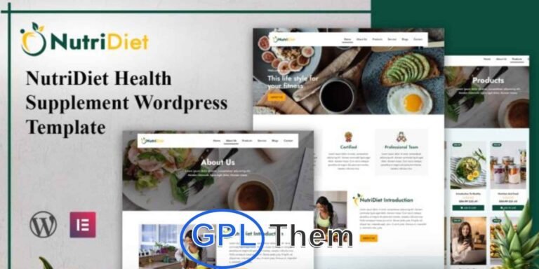 NutriDiet – Health & Nutrition Supplement WordPress Theme NutriDiet is a modern and responsive WordPress theme crafted for health supplement brands, nutrition stores, wellness shops, and fitness product websites.