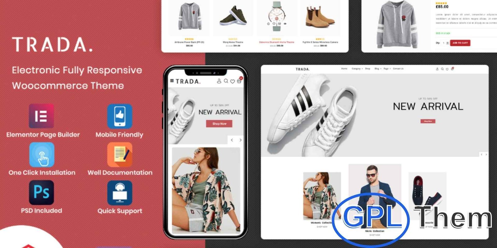 Trada – Fashion Shop Design WooCommerce Theme Trada – Fashion Store WooCommerce Theme Trada is a stylish and modern Fashion WooCommerce WordPress theme designed with the powerful Elementor page builder.