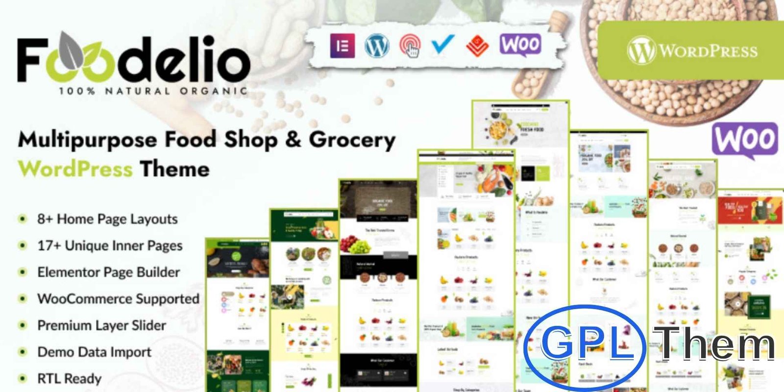 Foodelio – Multipurpose Food Shop Grocery WordPress Theme Foodelio – Multipurpose Grocery & Organic Food Shop WordPress Theme Foodelio is a modern and feature-rich WordPress theme designed for grocery stores, organic food shops, supermarkets, and farm-to-table businesses. With a clean design and powerful WooCommerce integration, Foodelio helps you build a stunning online store that’s both user-friendly and sales-driven.