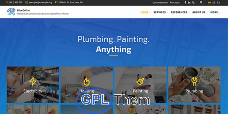 BlueCollar – Handyman, Plumbing & Renovation WordPress Theme BlueCollar is a professional and purpose-built WordPress theme designed specifically for handyman services, plumbers, electricians, painters, construction contractors, and renovation businesses.