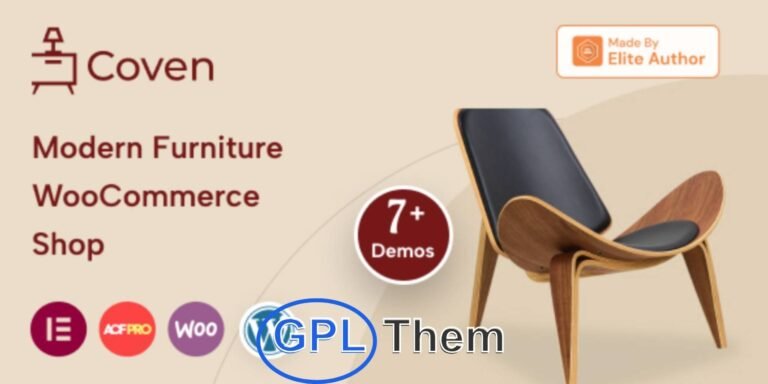 Coven – Modern Furniture WooCommerce WordPress Theme Coven is a stylish and fully responsive WooCommerce WordPress theme designed for furniture stores, home décor shops, and interior design businesses. Built with Elementor and powered by AJAX features, it offers smooth shopping experiences with variation swatches, live search, and an AJAX mini cart.