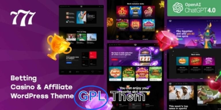 777 – Casino, Sports Betting & Affiliate WordPress Theme 777 is a bold and dynamic WordPress theme designed for online casinos, sports betting platforms, slot games, roulette, poker, and other gambling-related websites.