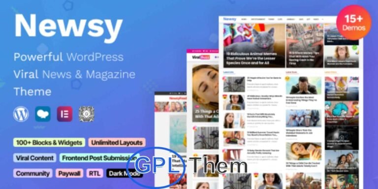 Newsy – Viral News, Blog & Magazine WordPress Theme Newsy is a powerful WordPress theme designed for viral content websites, online magazines, and news blogs. Packed with 15+ pre-built demos, it helps you launch a mobile-friendly, content-rich site in minutes using the one-click demo importer.