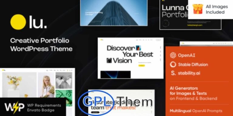 Lunna – Modern & Creative Portfolio WordPress Theme Lunna is a sleek, stylish, and powerful WordPress portfolio theme designed for creative professionals and digital agencies. Perfect for marketing studios, design agencies, freelancers, web designers, and branding experts, Lunna helps you showcase your work with elegance and impact.
