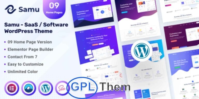 Samu – SaaS & Software Company WordPress Theme Samu is a sleek, fully responsive WordPress theme designed for SaaS platforms, software startups, and tech businesses. With its modern design and clean code structure, Samu is both visually impressive and easy to customize — perfect for developers and non-tech users alike.