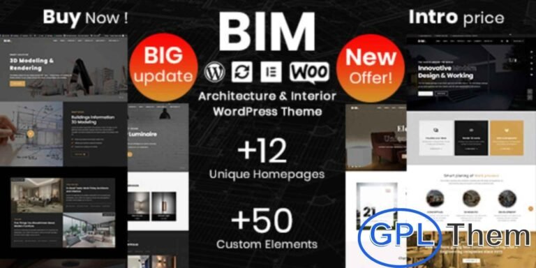 BIM – Architecture & Interior Design WordPress Theme (Elementor Powered) BIM is a modern and highly functional Architecture and Interior Design WordPress Theme built with Elementor. Ideal for architects, interior designers, and consultancy firms, this theme helps you create a visually striking and performance-driven website with ease.