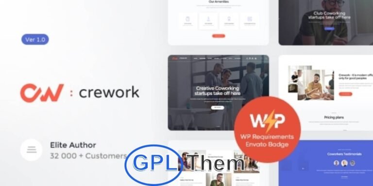 Crework – Coworking & Creative Space WordPress Theme Crework is a modern, professional, and highly customizable WordPress theme designed for coworking spaces, open offices, creative studios, workshops, and business conferences.