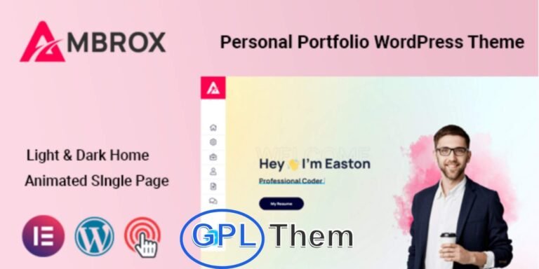Ambrox – Personal Portfolio WordPress Theme Ambrox is a sleek and minimal personal portfolio WordPress theme designed for creative professionals. Whether you're a designer, developer, freelancer, programmer, artist, or photographer, Ambrox offers the perfect platform to showcase your skills, projects, and personality online.