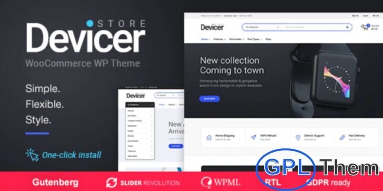 Devicer – Electronics, Mobile & Tech WooCommerce WordPress Theme Devicer is a modern and powerful WordPress theme designed for electronics, mobile, and digital product stores. Built with seamless WooCommerce integration, it offers a complete eCommerce solution to launch and scale your online tech store effortlessly.