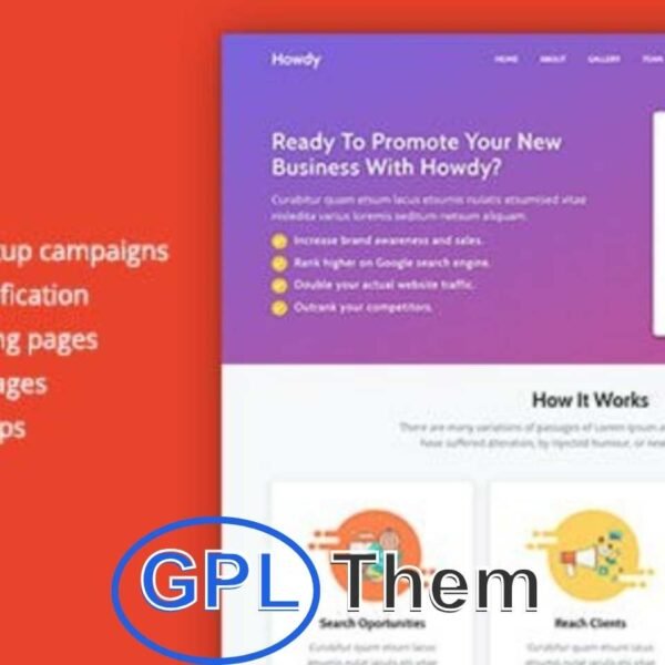 Howdy – Multipurpose High-Converting Landing Page WordPress Theme Howdy is a powerful and versatile landing page WordPress theme designed to maximize conversions for any business niche. Whether you're promoting a product, service, app, or lead generation campaign, Howdy offers high-impact layouts and smart design elements that drive results.