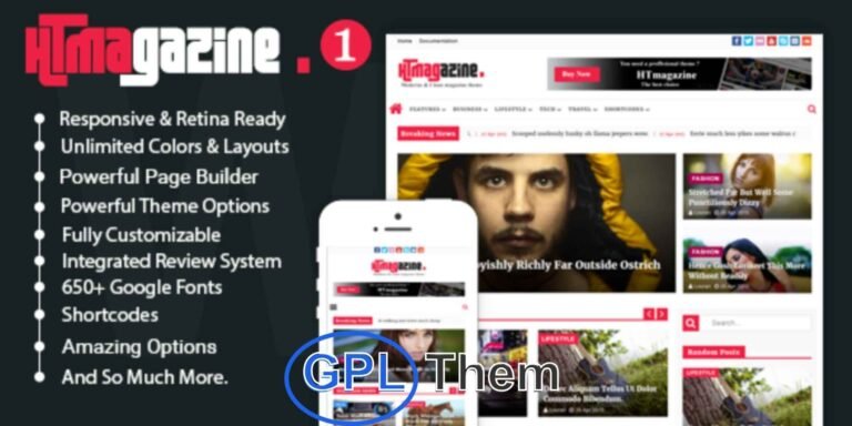 HTmagazine – WordPress Newspaper & Magazine Blog Theme HTmagazine is a modern and responsive WordPress theme tailored for online magazines, news portals, and blog websites. Designed for publishers, journalists, and content creators, HTmagazine offers a stylish layout that elevates your content and engages your audience.