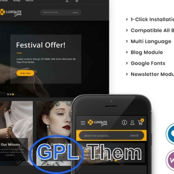Luxolite – Elegant WooCommerce Theme for Jewelry & Accessories Luxolite is a beautifully crafted WooCommerce responsive theme designed for online jewelry stores and fashion accessory shops.