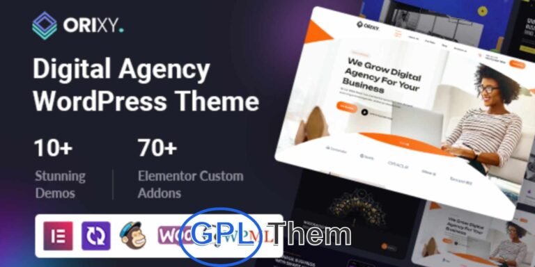 Orixy – Digital Agency WordPress Theme Orixy is a modern and high-performance WordPress theme designed for digital agencies, creative studios, and marketing firms. Packed with powerful features and built on a solid framework, Orixy makes it easy to launch a stunning website that drives engagement and conversions.