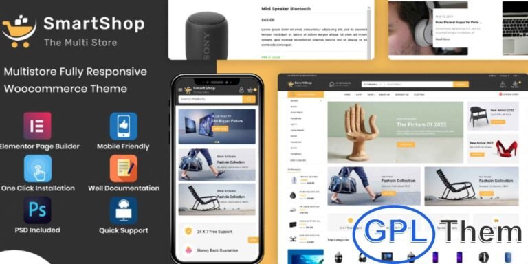 SmartShop – Multipurpose Premium Electronics WooCommerce Theme SmartShop is a modern, clean, and highly responsive WooCommerce theme crafted specifically for electronics stores and multipurpose eCommerce businesses. Built with Elementor, SmartShop offers stunning design, smooth performance, and intuitive customization—making it easy to launch a professional online store without coding.