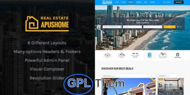 ApusHome – Real Estate Listings WordPress Theme ApusHome is a feature-rich and fully responsive real estate WordPress theme designed for agents, property managers, and real estate portals. With built-in front-end submission, users can add, manage, and edit their property listings without accessing the WordPress dashboard. It’s a user-friendly platform perfect for both large property portals and small agencies.
