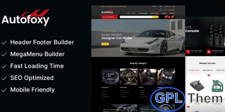 Autofoxy – Auto Parts & Accessories WooCommerce Theme Autofoxy is a modern and highly customizable WooCommerce WordPress theme designed for auto parts stores, car accessories, bike shops, electronics, tools, lighting, and multipurpose eCommerce websites.