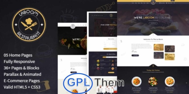 La Boom – Restaurant, Cafe & Food Business WordPress Theme La Boom is a stylish and feature-rich WordPress theme specially crafted for restaurants, cafes, bistros, bakeries, organic food shops, sushi bars, coffee houses, pizza places, and all types of food and beverage businesses. With its elegant design and responsive layout, La Boom helps you create an appetizing online presence that looks great on all devices.