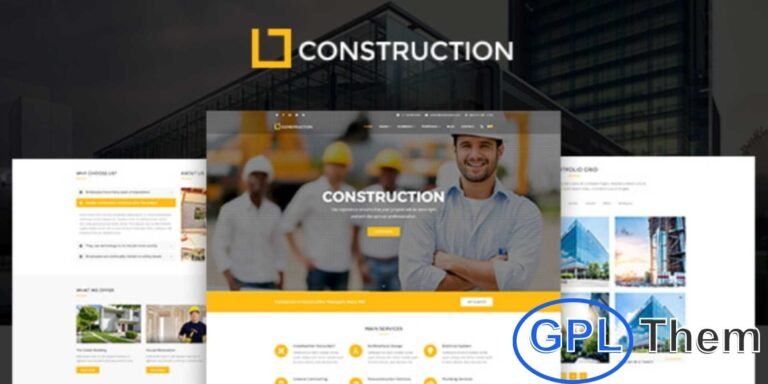 Construction – WordPress Theme for Building & Construction Companies Construction is a professional WordPress theme tailored for construction businesses, building contractors, and companies offering renovation or architectural services. Designed to reflect industry standards, this theme includes a powerful drag-and-drop page builder (Visual Composer), allowing you to create a stunning website without writing a single line of code.