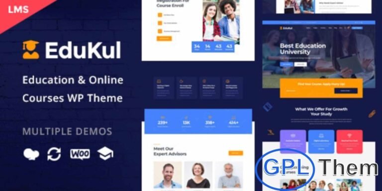 Edukul – Modern WordPress Theme for Online Courses & Education Edukul is a versatile and feature-rich WordPress theme designed for online courses, e-learning platforms, training centers, and educational institutions. With a modern, pixel-perfect design, Edukul offers a seamless user experience across all devices, thanks to its fully responsive and retina-ready layout.