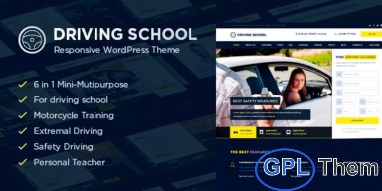 Driving School – WordPress Theme for Driving Instructors & Training Centers Driving School is a professionally designed, Bootstrap-based WordPress theme tailored for driving schools, instructors, and private driving tutors. Built in collaboration with real driving course providers, this theme includes all the essential features and page layouts needed to run a successful driving education website.
