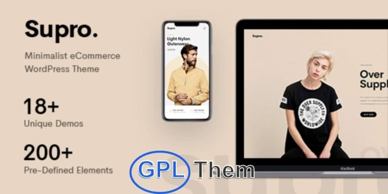 Supro – Clean & Minimal AJAX WooCommerce Theme for Online Stores Supro is a sleek and minimalist AJAX-powered WooCommerce WordPress theme designed to enhance your eCommerce experience. With a product-focused layout and clean design, Supro creates a visually appealing online store that captivates customers and improves conversion rates.