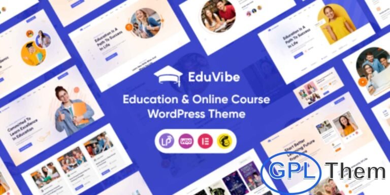 EduVibe – Education & Online Course WordPress Theme EduVibe is a powerful and versatile WordPress theme designed for educational institutions, online learning platforms, universities, schools, kindergartens, and training centers. Whether you're building a site for e-learning, distance education, motivational coaching, or even niche areas like photography classes, EduVibe offers a robust foundation to launch your digital education platform.