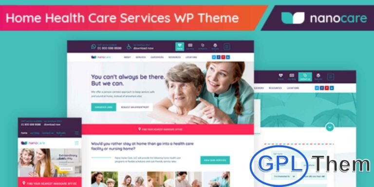 NanoCare – Home Health & Medical Care WordPress Theme NanoCare is a purpose-driven WordPress theme tailored for home health care providers, nursing services, and medical care agencies. Designed to build trust and convey professionalism, NanoCare is ideal for showcasing in-home medical services, elderly care, rehabilitation support, and other healthcare-related offerings.
