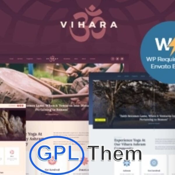 Vihara – Buddhist Temple, Ashram & Spiritual Retreat WordPress Theme (RTL Supported) Vihara is a serene and purpose-built WordPress theme designed for Ashrams, Buddhist temples, meditation centers, and spiritual retreats. Ideal for showcasing religious and cultural events, yoga classes, mindfulness workshops, and spiritual teachings, Vihara offers a peaceful and elegant design that resonates with tranquility and purpose.