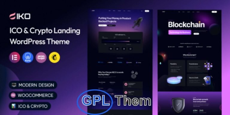 IKO – ICO & Cryptocurrency Landing Page WordPress Theme IKO is a sleek, modern, and fully responsive WordPress theme designed for ICO presentations, cryptocurrency startups, blockchain projects, crypto trading platforms, and bitcoin mining websites. Tailored for the fintech and crypto space, IKO offers high-converting landing pages built to showcase new tokens, promote coin launches, and support digital currency exchanges.