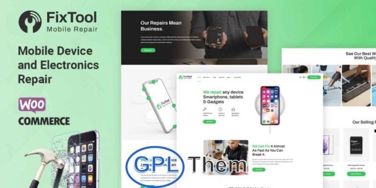 Fixtools – Electronics & Mobile Repair Service WooCommerce WordPress Theme Fixtools is a modern and highly customizable WooCommerce WordPress theme built for businesses offering electronic repair services such as mobile phones, computers, TVs, and other tech gadgets. Featuring sleek and responsive layouts, Fixtools helps you build a professional website that showcases your services, products, and repair expertise with ease.
