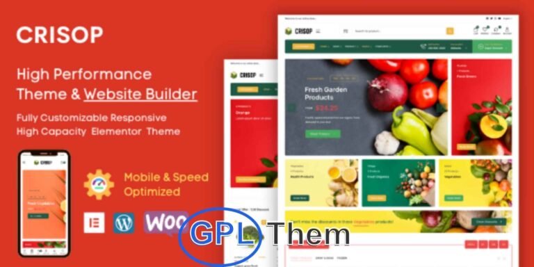 Crisop – Elementor Grocery Store & Food WooCommerce Theme Crisop is a versatile and feature-rich WooCommerce WordPress theme designed for grocery stores, organic food shops, supermarkets, and multipurpose eCommerce websites. Built with full Elementor compatibility, Crisop gives you complete creative freedom with powerful customization options.