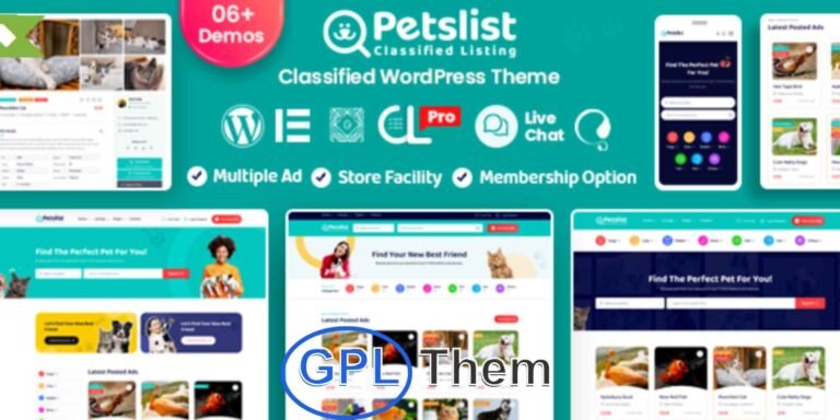 Petslist – Pet Adoption & Pet Listings WordPress Theme Petslist is a beautifully crafted WordPress theme designed for pet adoption services, lost & found pet directories, and buy/sell pet marketplaces.