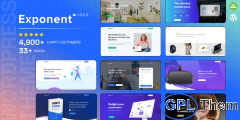 Exponent – Modern Multi-Purpose Business WordPress Theme Exponent is a sleek and powerful WordPress theme designed for modern businesses, startups, agencies, and professional portfolios. With its intuitive visual builder, Exponent makes it easy to create high-performance, visually stunning websites—no coding required.