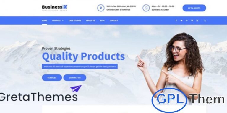 Business X by GretaThemes – User-Friendly WordPress Theme for Businesses Business X by GretaThemes is a clean and modern WordPress theme designed with usability and simplicity in mind.