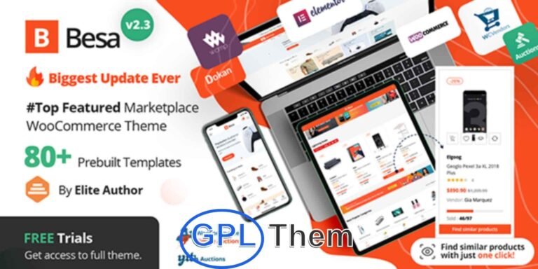 Besa – Elementor Marketplace WooCommerce WordPress Theme Besa is a modern and responsive WooCommerce WordPress theme designed for online stores and multi-vendor marketplaces. Built with full Elementor support, Besa makes it incredibly easy to create and customize your eCommerce website without touching a single line of code.