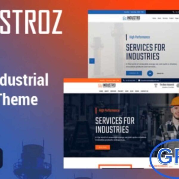 Industroz – Industrial & Factory WordPress Theme Industroz is a professional WordPress theme designed specifically for factories, engineering firms, manufacturing companies, and industrial businesses. With a clean and modern layout, Industroz helps you showcase your services, projects, products, team, testimonials, and blog with style and clarity.